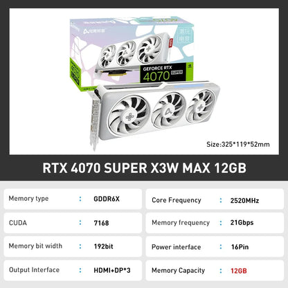 USED  RTX4070 SUPER X3W MAX 12GB RTX 4070TI Video Card GDDR6X NVIDIA 12GB 192Bit 16Pin placa de video Gaming placa video