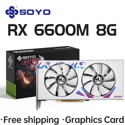 SOYO-AMD RX 6600M Placa gráfica, GDDR6, 128Bit, PCI-E, 4.0 × 8, Radeon 8Pin, GPU, RX6600M, Componentes Desktop, Jogos PC, Placas