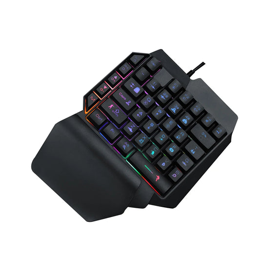 RGB Colorful F6 USB Wired Keyboard 39 Keys Ergonomics Game Gaming Keyboard One-Handed For Tablet PC Laptop Gamer