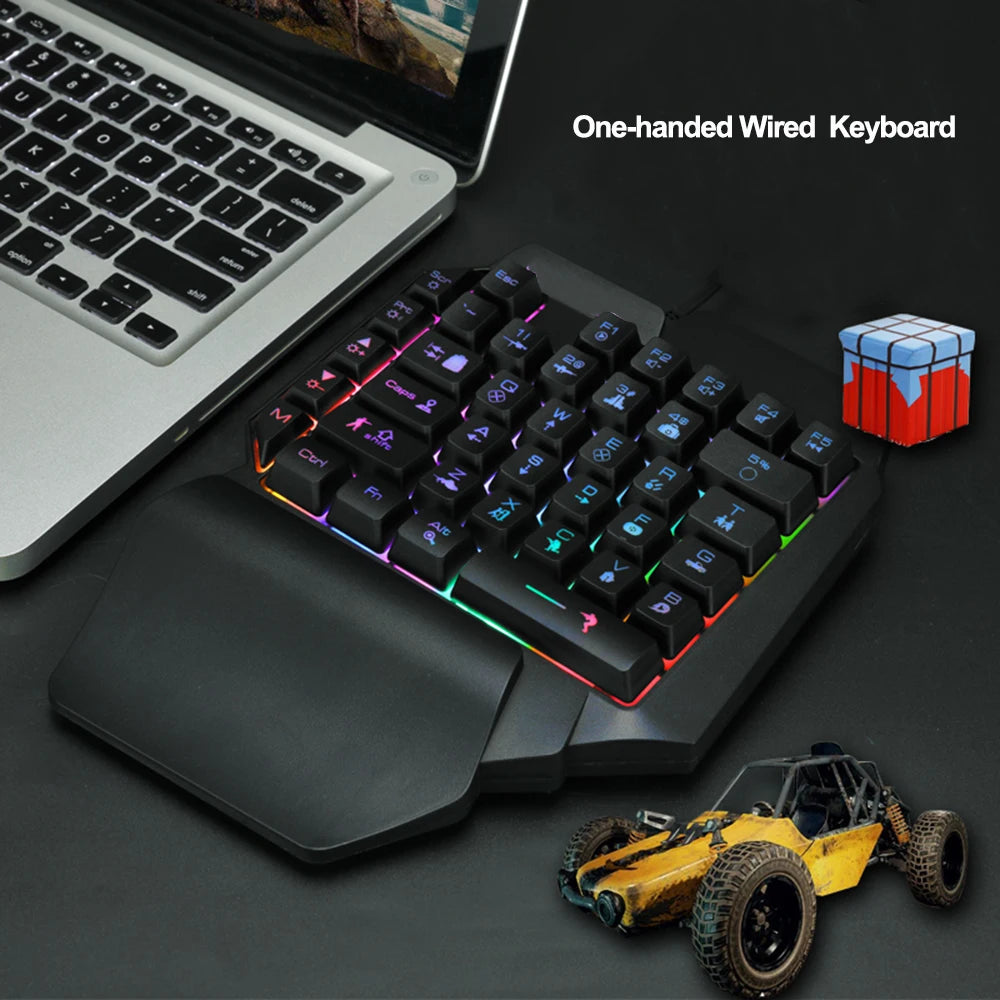 RGB Colorful F6 USB Wired Keyboard 39 Keys Ergonomics Game Gaming Keyboard One-Handed For Tablet PC Laptop Gamer