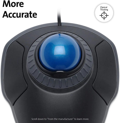 Kensington Orbit Wired Trackball Mouse with Scroll Ring 72337, 75327, 72500