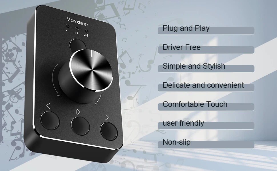 USB Volume Control Knob Computer Speaker Controller One-Click Mute Function and 3 Volume Control Modes Audio Adjust