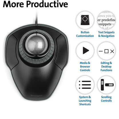 Kensington Orbit Wired Trackball Mouse with Scroll Ring 72337, 75327, 72500