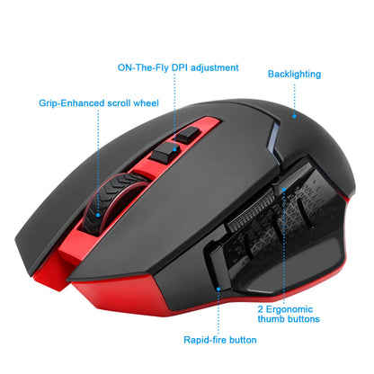 REDRAGON MIRAGE M690 USB Wireless 2.4G Gaming Mouse 4800DPI 8 buttons Programmable ergonomic for overwatch gamer Mice PC compute