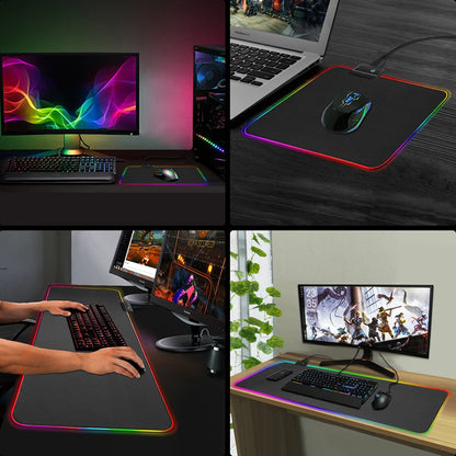 Anime Landscape RGB Gaming Mouse Pad LED Light High Quality Office Carpet Desk Mat Rubber Pad USB Hub 4 Port Mouse Laptop Pad