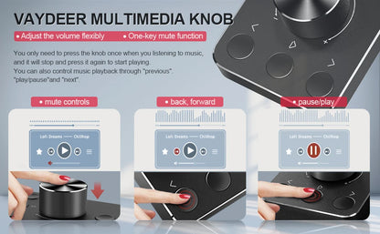 USB Volume Control Knob Computer Speaker Controller One-Click Mute Function and 3 Volume Control Modes Audio Adjust