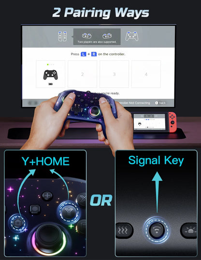 VOYEE Switch Controller, LED Star Wireless Pro Controller for Switch/Lite/OLED, Multi-Platform Windows PC/IOS/Android