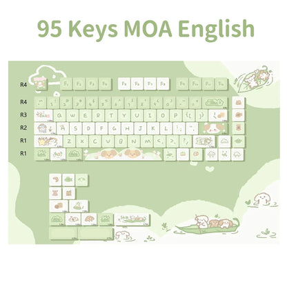 USLION 95Keys Dessert Cat Theme Keycaps MOA Profile PBT Key Caps Kit for 61/64/68/84/75/87Keys GMK67 Gaming Mechanical Keyboard