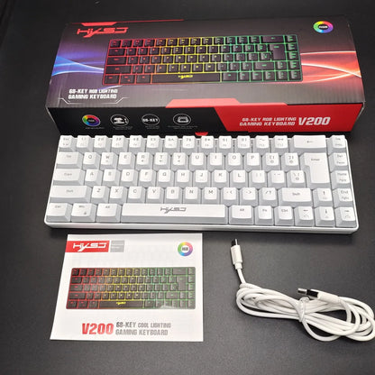 Spanish Keyboard With Ñ ISO Keyboard Spanish English 68 Keys Layout Feel Like Mechanical Type C Wired RGB Backlight Gaming V200