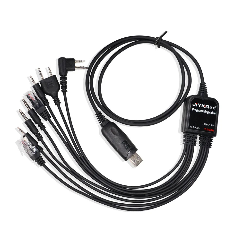 8 in 1 USB Programming Cable for Baofeng Kenwood TYT QYT  Motorola AXU4100 Yaesu icom Walkie Talkie Radio Car Radio CD Software