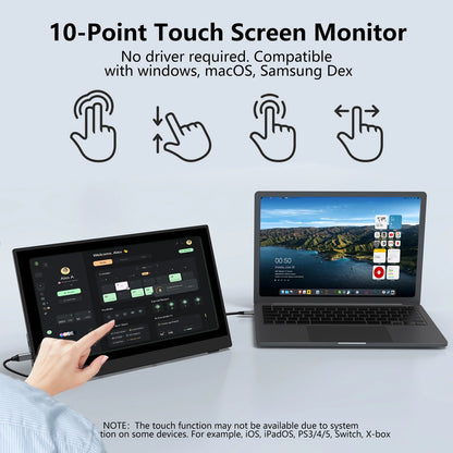 InnoView 15.6" Portable Monitor Touch Screen 1080P 1200:1 HDMI USB C Travel Monitor for Laptop, PC, Mac, Phone, Switch, PS