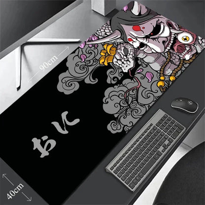 Japan Anime Oni Mouse Pad Gamer Desk Mat Large xxl Gaming PC Accessorie for Computer Purple 400X900 Table Keyboard Laptop Rug