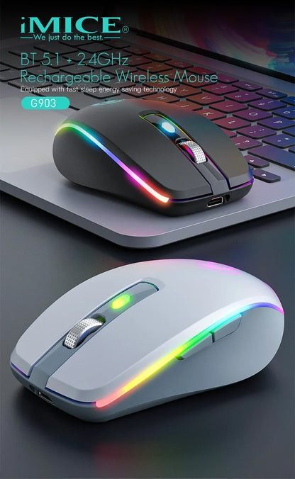 Portable Bluetooth dual-mode rechargeable mute 6-key wireless gaming mouse TYPE-C interface Creative gifts