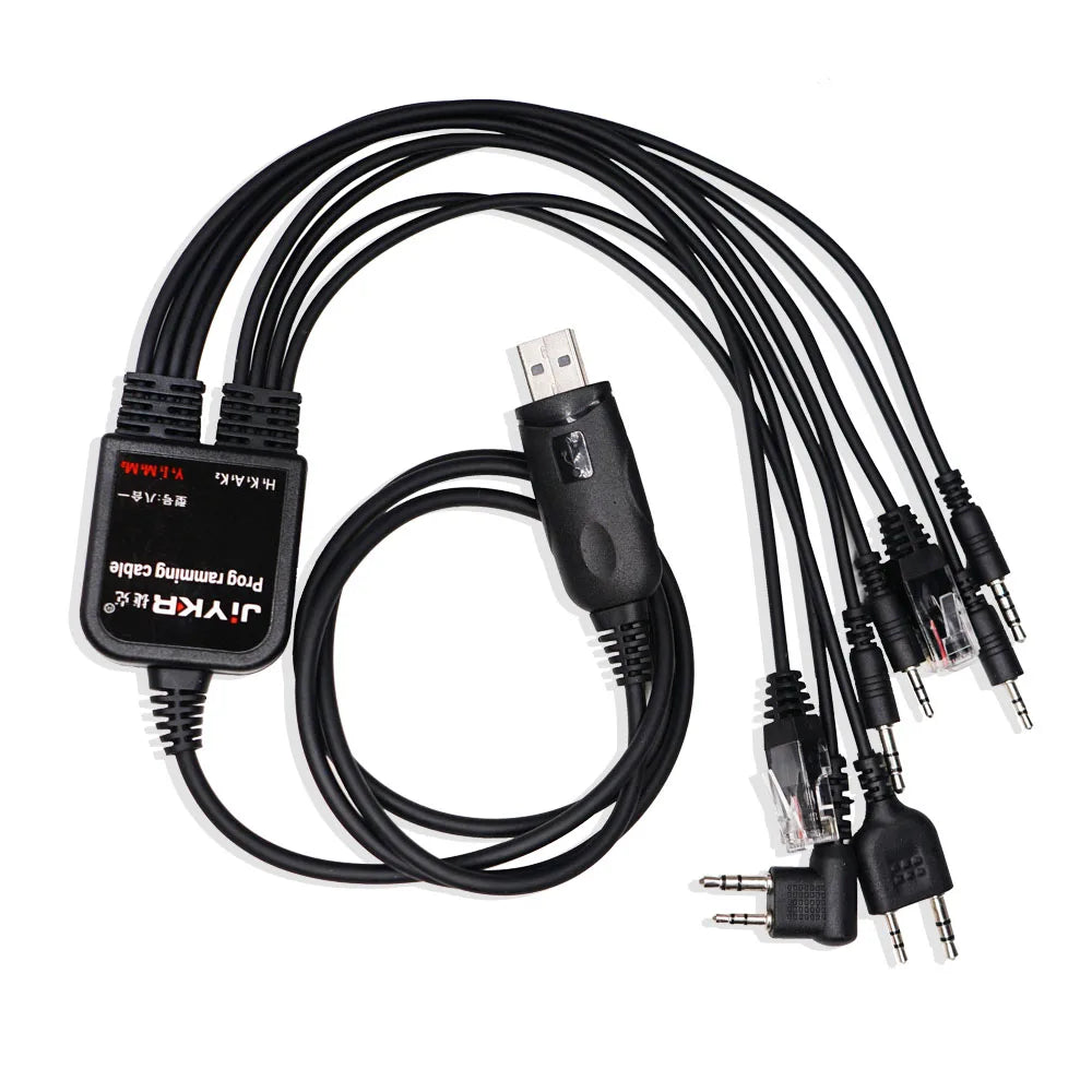 8 in 1 USB Programming Cable for Baofeng Kenwood TYT QYT  Motorola AXU4100 Yaesu icom Walkie Talkie Radio Car Radio CD Software