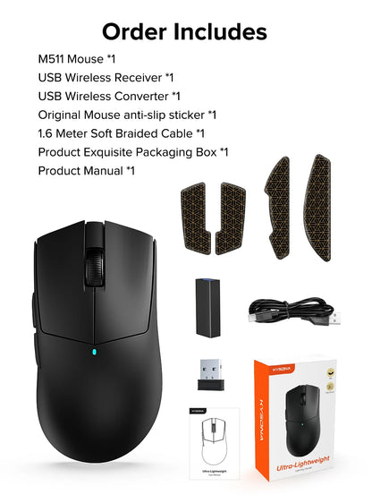 Kysona M511 PAW3395 Wireless Gaming Mouse 58g Ultra-Light 26000DPI 6 Buttons 90 Million Optical Computer Mouse For Laptop PC