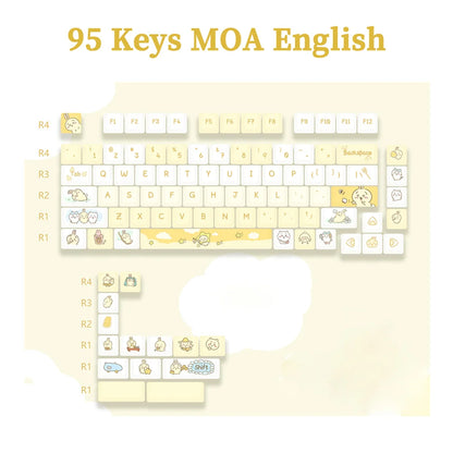 USLION 95Keys Dessert Cat Theme Keycaps MOA Profile PBT Key Caps Kit for 61/64/68/84/75/87Keys GMK67 Gaming Mechanical Keyboard