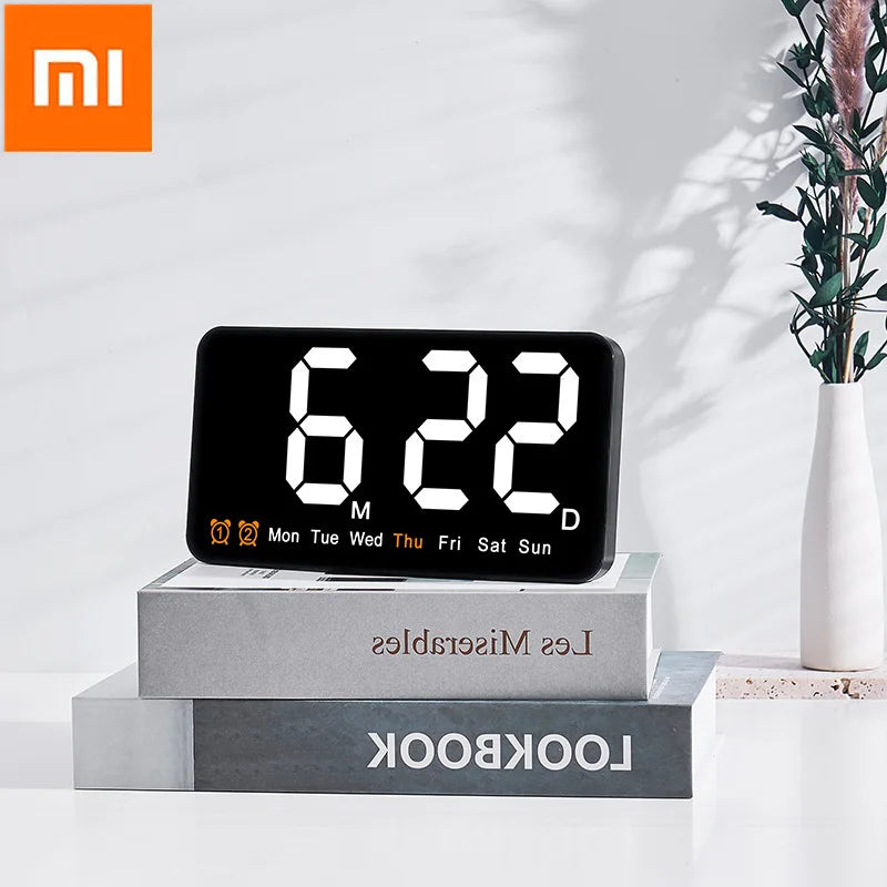 Xiaomi Electronic Wall Clock Temperature Date Table Clock Wall-mounted Dual Alarms Digital LED Clocks for Home Bedroom Voice