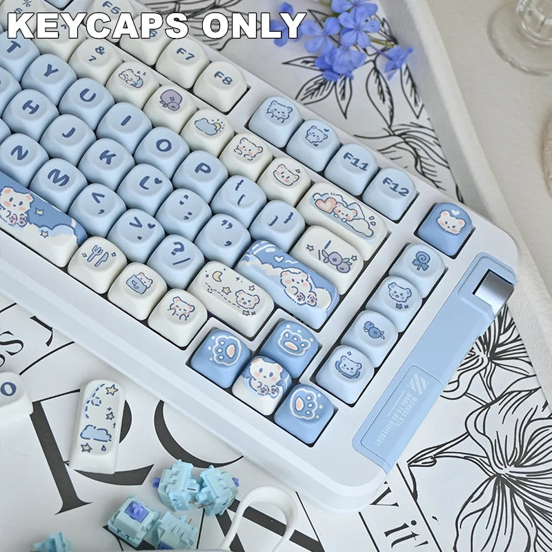 132 Keys Ice Cream Puppy PBT Keycaps MOA Profile Dye-Sublimated Keycap Set for Mx Cherry Gateron Switch Mechanical Keyboard Kit