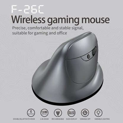 ZELOTES F-26C Desktop Upright Mouse Ergonomic 3200DPI 2.4G Bluetooth-Compatible 8 Buttons Rechargeable Vertical Gaming Mouse