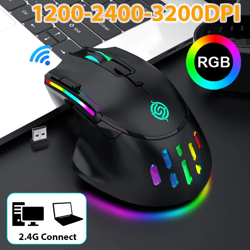 2.4G Wireless Mouse RGB Light Honeycomb Gaming Mouse Rechargeable USB Desktop PC Computers Aouse Laptop Mice Gamer  2022 Cute