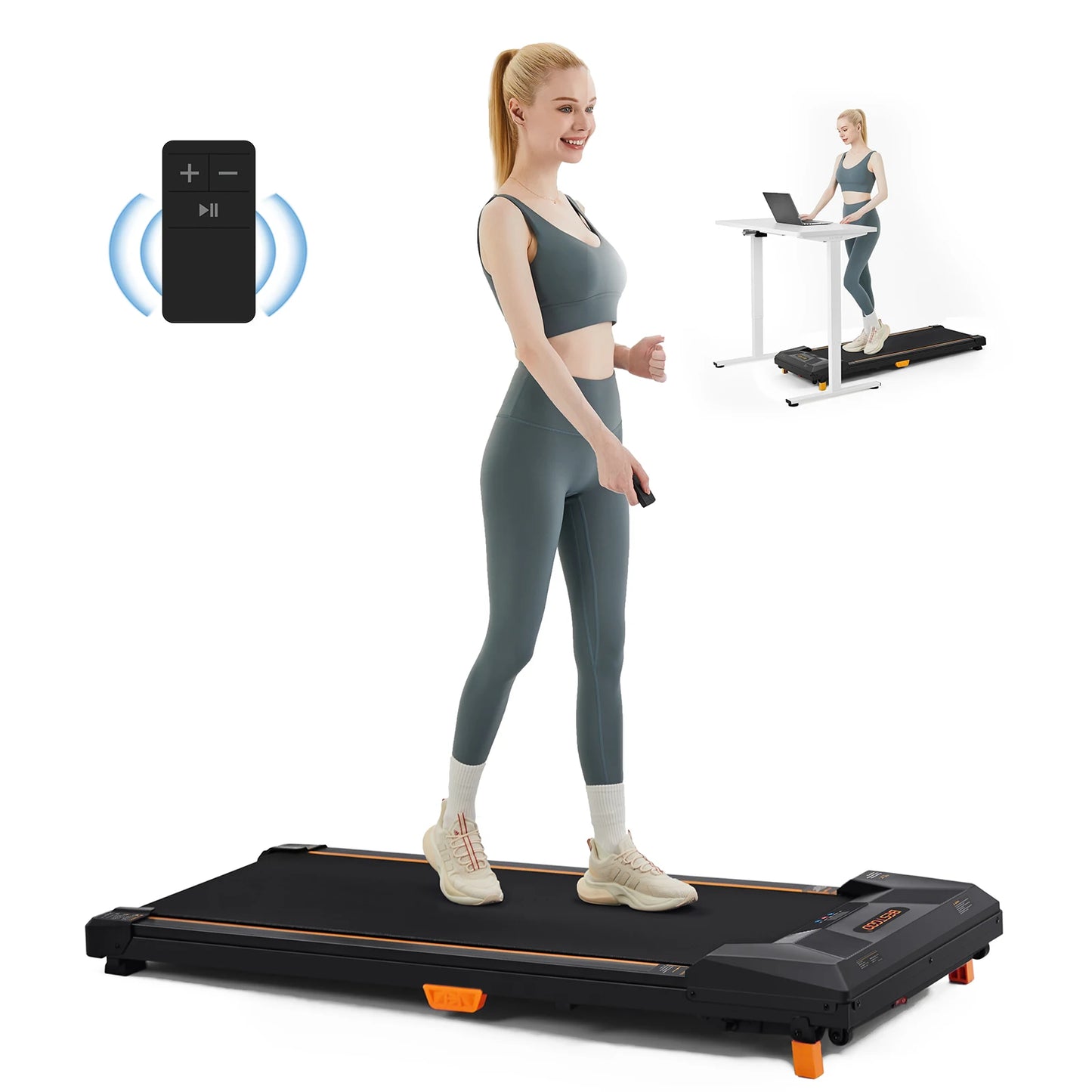 Under Desk Treadmill, Incline Walking Pad Treadmill 330lbs Capacity, 2.5HP Portable Treadmills for Home, Compact Treadmill Mini