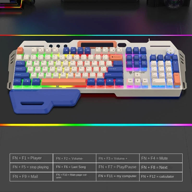 K90 Mechanical Metal Keyboard Mouse Set Home Gaming Computer Wired Keyboards 98 Keys LED Luminous Keyboard for Desktop Computer