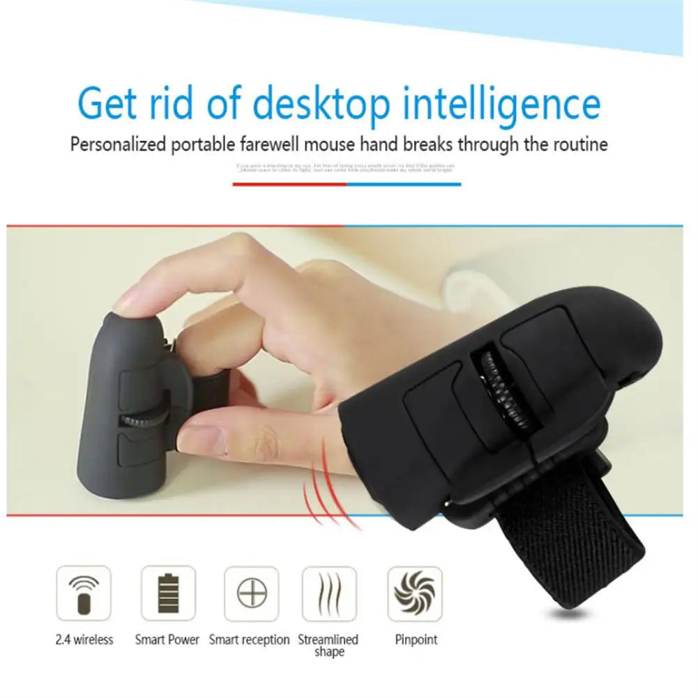 2.4G Mini Wireless Finger Ring Mouse Ergonomic Handheld Optical Travel Mice for PC Computer Laptop TV Android Phone