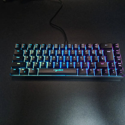 Spanish Keyboard With Ñ ISO Keyboard Spanish English 68 Keys Layout Feel Like Mechanical Type C Wired RGB Backlight Gaming V200