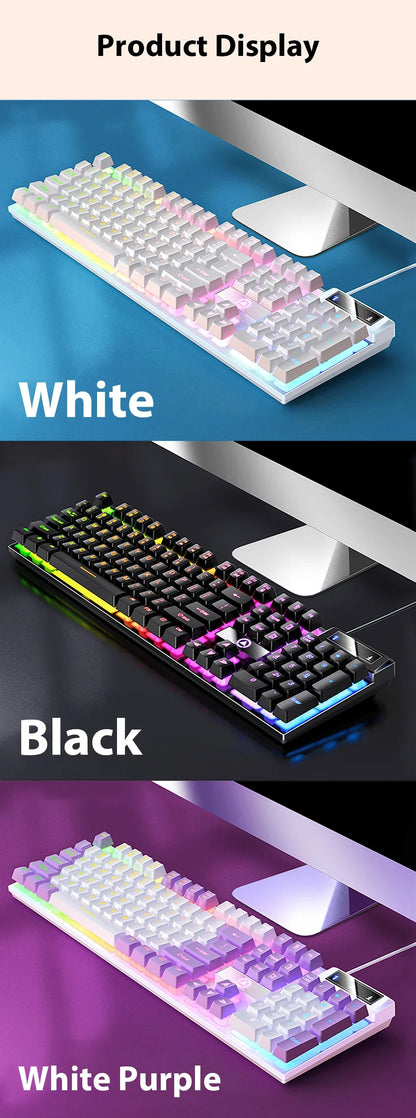 K500 Wired Gaming Keyboard Mechanical Sensation Laptop Desktops PC Computer Office Accessories 104 Keys RGB Backlight Keyboards