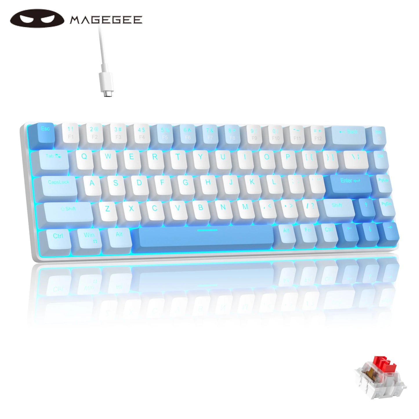 MageGee Portable 60% Mechanical Gaming Keyboard, MK-Box LED Backlit Compact 68 Keys Mini Wired Office Keyboard for Windows PC