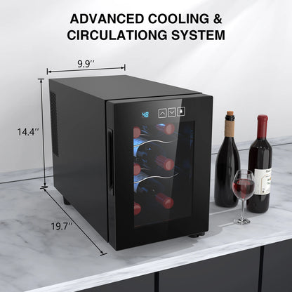 6 8 12 18 Bottles Wine Cooler Refrigerators Freestanding Countertop Double-Layer Tempered Glass Door Wine Cellars Wine Fridge