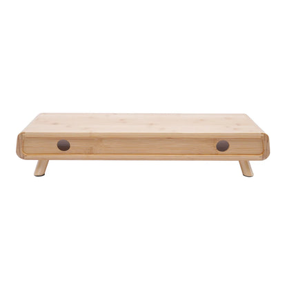 Bamboo Monitor Stand Riser, No Assembly Required Exquisite Monitor Stand with Drawer, Ergonomic Height Wood Monitor Stand