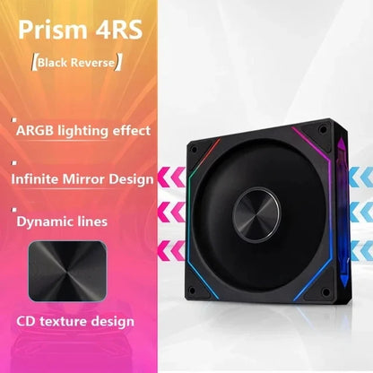 Prism 4RS ARGB CPU Case Fan 120mm Infinity Mirror Design 5V 3PIN Motherboard Lighting Sync 4PIN PWM 800-1800RPM Case Cooler Fan