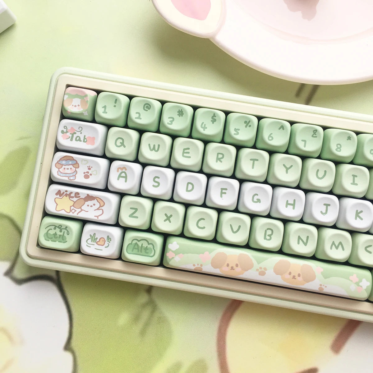 USLION 95Keys Dessert Cat Theme Keycaps MOA Profile PBT Key Caps Kit for 61/64/68/84/75/87Keys GMK67 Gaming Mechanical Keyboard