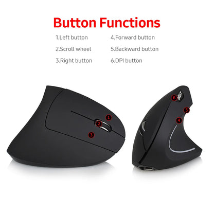 ZELOTES F-26C Desktop Upright Mouse Ergonomic 3200DPI 2.4G Bluetooth-Compatible 8 Buttons Rechargeable Vertical Gaming Mouse