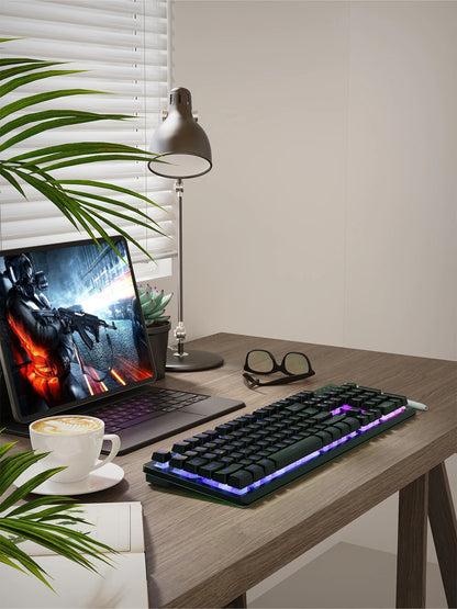 NPET RGB Gaming Keyboard and Large Mouse Pad, 12 Multimedia Keys, XXL Gaming Mouse Pad Desk Pad, Compatible with PC, Laptop