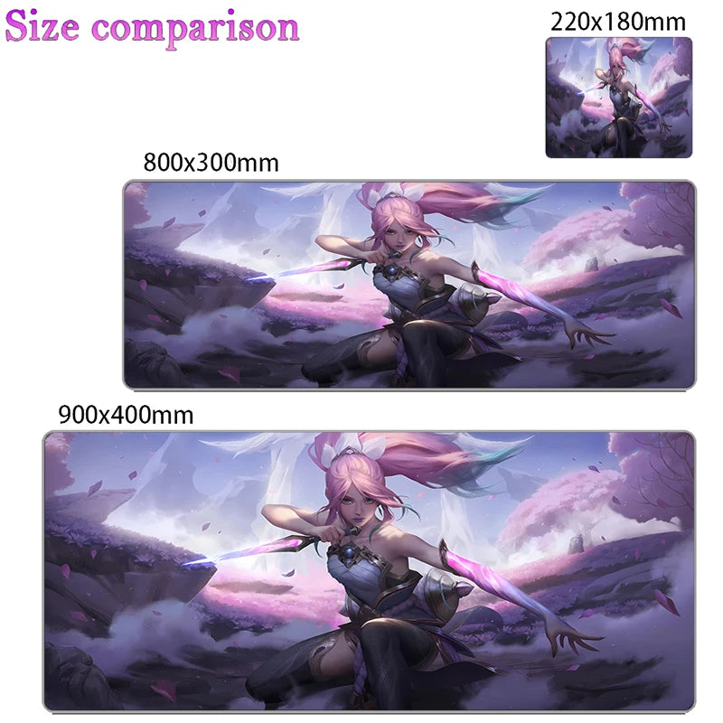 League Of Legends Akali Mouse Pad Laptop Kawaii Anime Girl Gamer Keyboard Mousepad PC Gaming Accessories Desktop Mat XXL Carpet