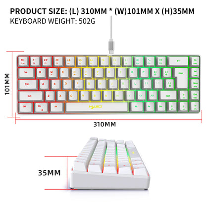 Spanish Keyboard With Ñ ISO Keyboard Spanish English 68 Keys Layout Feel Like Mechanical Type C Wired RGB Backlight Gaming V200