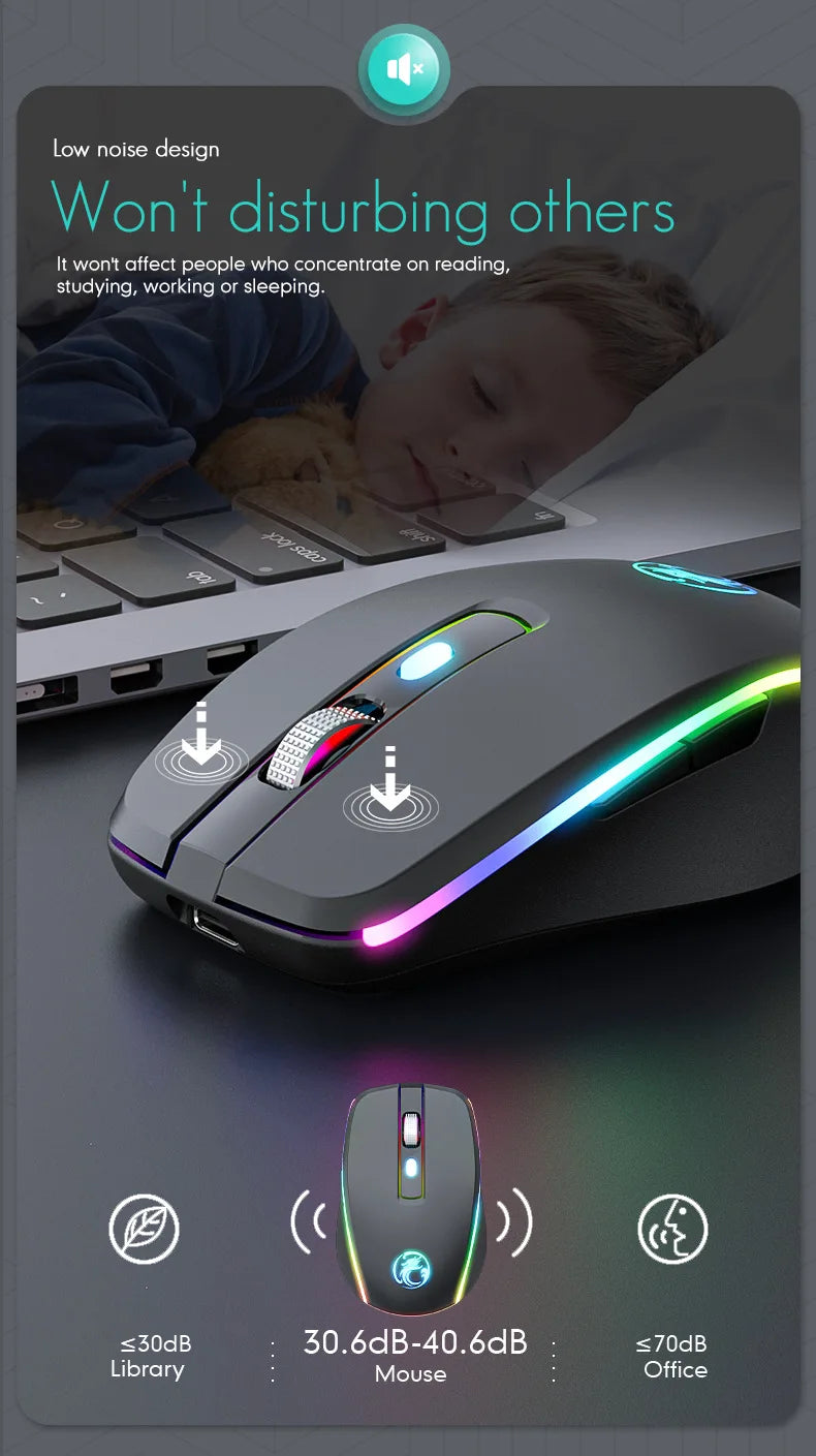 Portable Bluetooth dual-mode rechargeable mute 6-key wireless gaming mouse TYPE-C interface Creative gifts