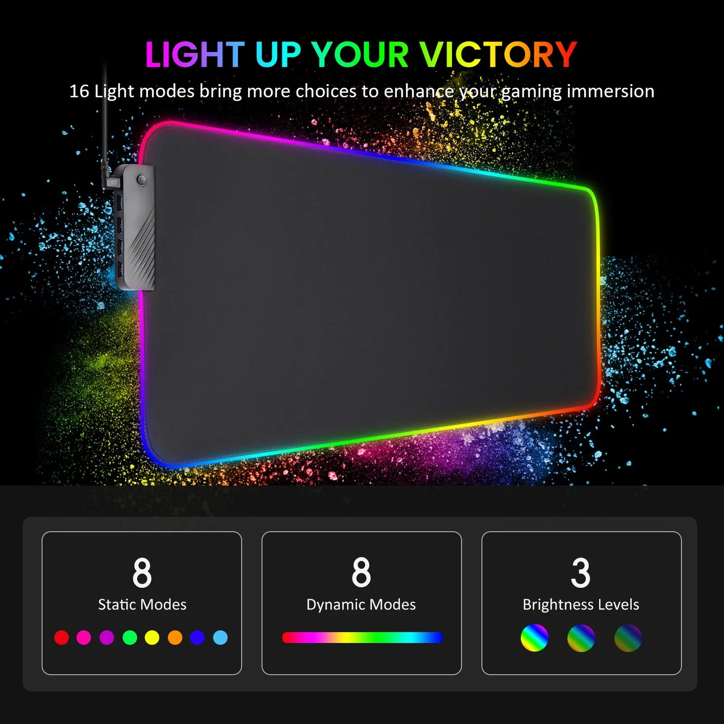 Anime Landscape RGB Gaming Mouse Pad LED Light High Quality Office Carpet Desk Mat Rubber Pad USB Hub 4 Port Mouse Laptop Pad