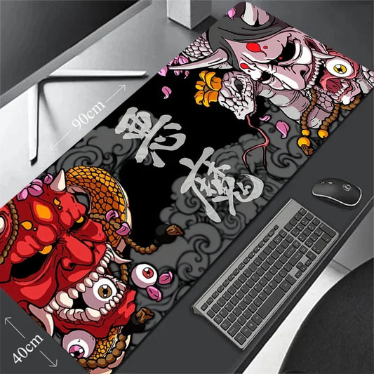 Japan Anime Oni Mouse Pad Gamer Desk Mat Large xxl Gaming PC Accessorie for Computer Purple 400X900 Table Keyboard Laptop Rug