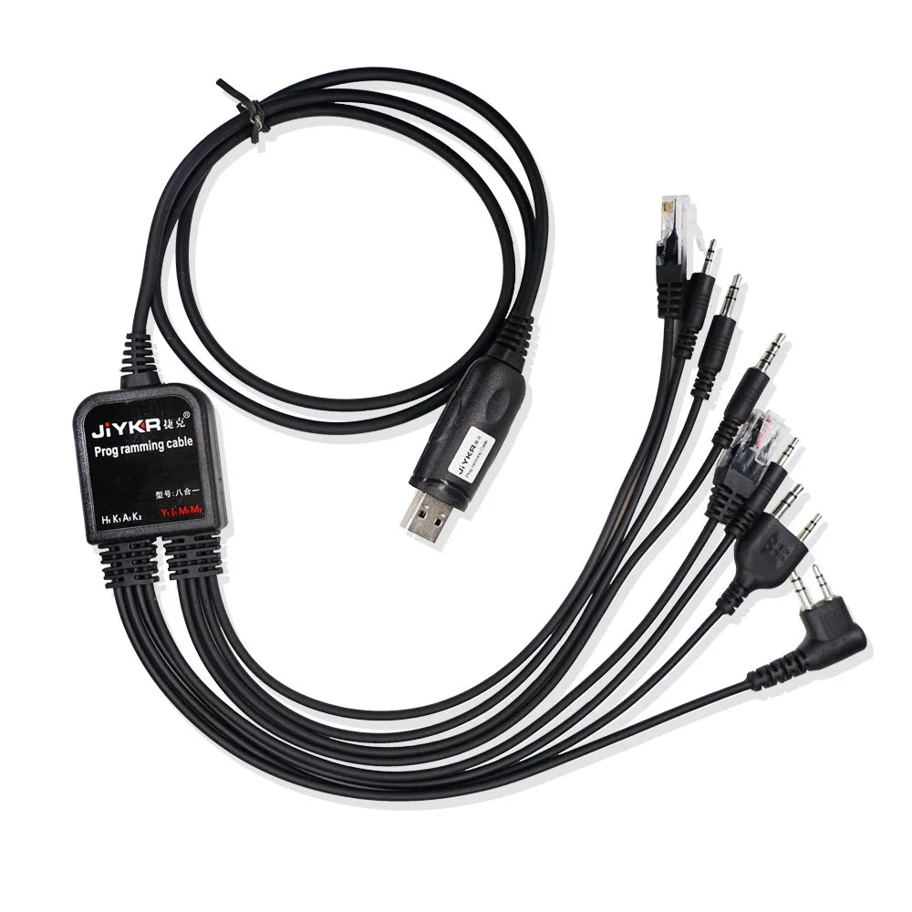 8 in 1 USB Programming Cable for Baofeng Kenwood TYT QYT  Motorola AXU4100 Yaesu icom Walkie Talkie Radio Car Radio CD Software