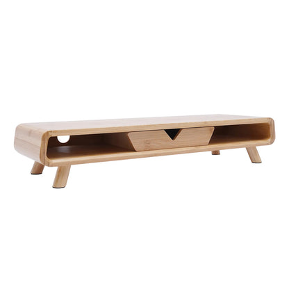 Bamboo Monitor Stand Riser, No Assembly Required Exquisite Monitor Stand with Drawer, Ergonomic Height Wood Monitor Stand