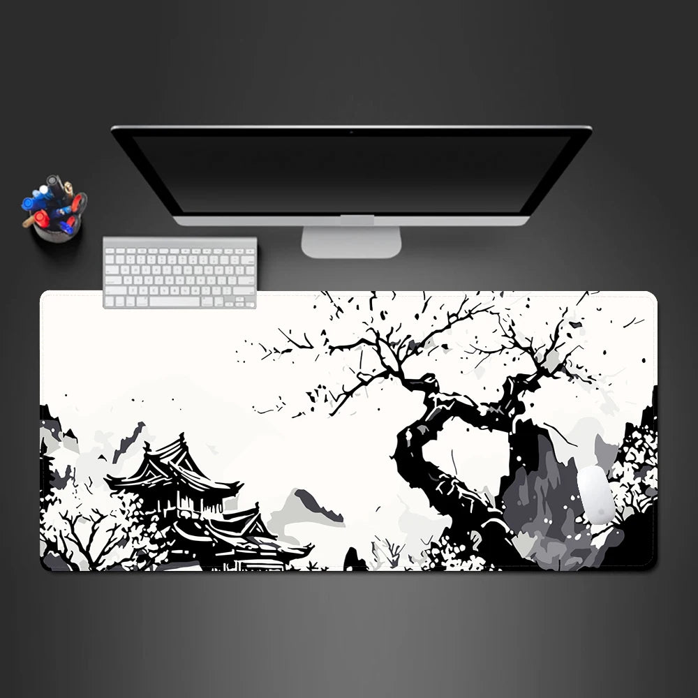 White Black Mouse Pad Kawaii Gaming Computer Mousepad Big Art Deskmat Playmat Laptop Office Accessories Mouse Carpet Mouse Mat