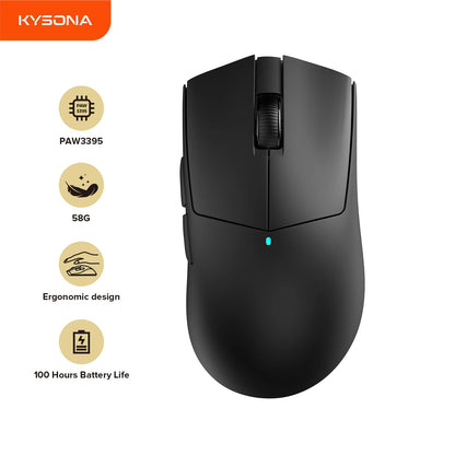 Kysona M511 PAW3395 Wireless Gaming Mouse 58g Ultra-Light 26000DPI 6 Buttons 90 Million Optical Computer Mouse For Laptop PC