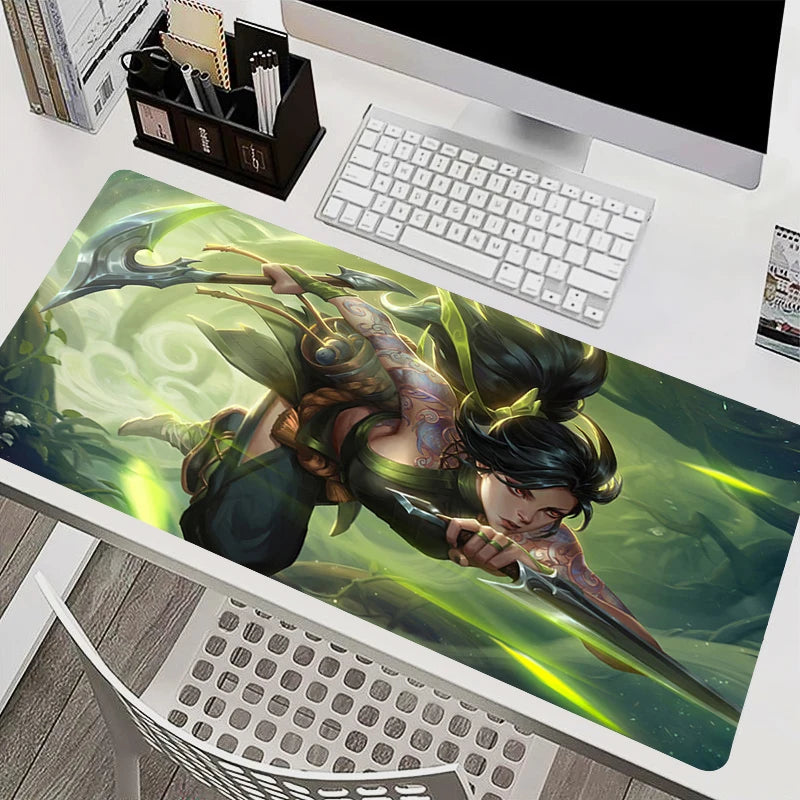 League Of Legends Akali Mouse Pad Laptop Kawaii Anime Girl Gamer Keyboard Mousepad PC Gaming Accessories Desktop Mat XXL Carpet