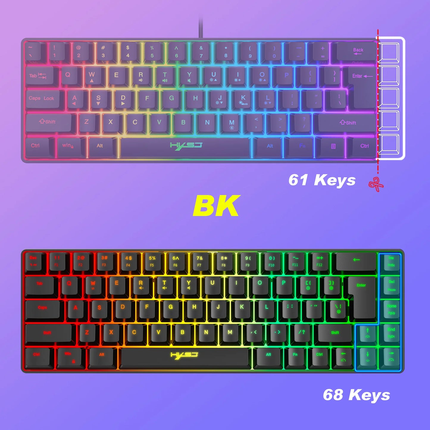 Spanish Keyboard With Ñ ISO Keyboard Spanish English 68 Keys Layout Feel Like Mechanical Type C Wired RGB Backlight Gaming V200