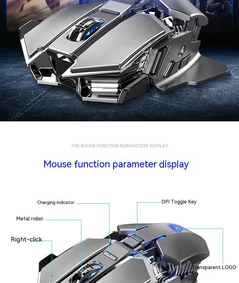 Aula Sc300 Mouse Multifunctional Gaming Side Keys Mouse Rechargeable Mecha style Mice Wireless Ergonomics Dpi adjustable Gamer