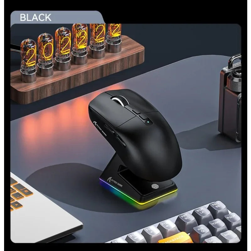 Attack Shark X6 PAW3395 Bluetooth Mouse,Tri-Mode Connection,RGB Touch Magnetic Charging Base,macroscopic Gaming Mouse