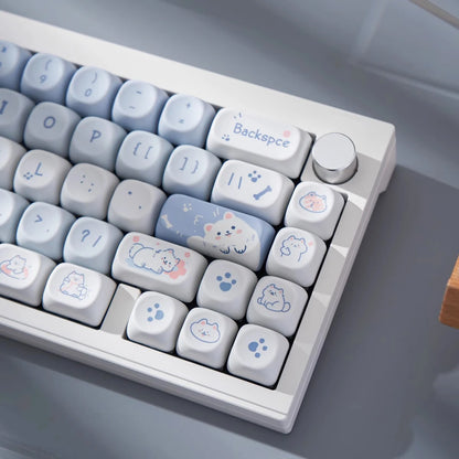 USLION 95Keys Dessert Cat Theme Keycaps MOA Profile PBT Key Caps Kit for 61/64/68/84/75/87Keys GMK67 Gaming Mechanical Keyboard